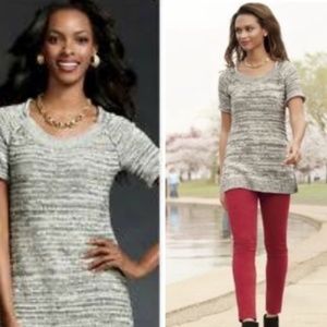 cabi #973 B&W Marled SS Sweater NWOT Sz XS